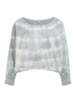 JEANNE VOULAND Sweatshirt Faly Crop Coton Tie And Dye Gris