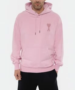 AMI PARIS Sweatshirt Hoodie Unisexe Ami De Cœur Coton Biologique Rose Pâle -Boutique MAJESTIC FILATURES unnamed file 1887
