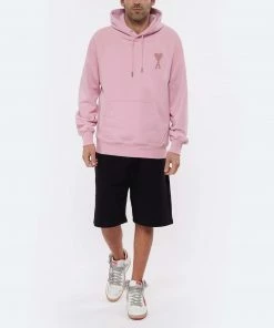 AMI PARIS Sweatshirt Hoodie Unisexe Ami De Cœur Coton Biologique Rose Pâle -Boutique MAJESTIC FILATURES unnamed file 1888