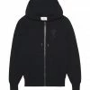 AMI PARIS Sweatshirt Hoodie Zippé Unisexe Ami De Cœur Coton Biologique Noir -Boutique MAJESTIC FILATURES unnamed file 1890