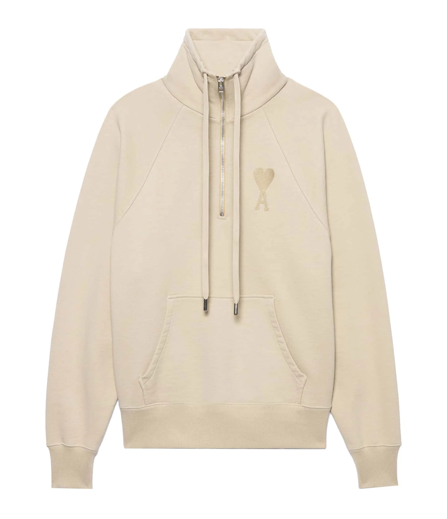 AMI PARIS Sweatshirt Zippé Unisexe Ami De Cœur Coton Biologique Beige 3 AMI PARIS Sweatshirt Zippé Unisexe Ami De Cœur Coton Biologique Beige