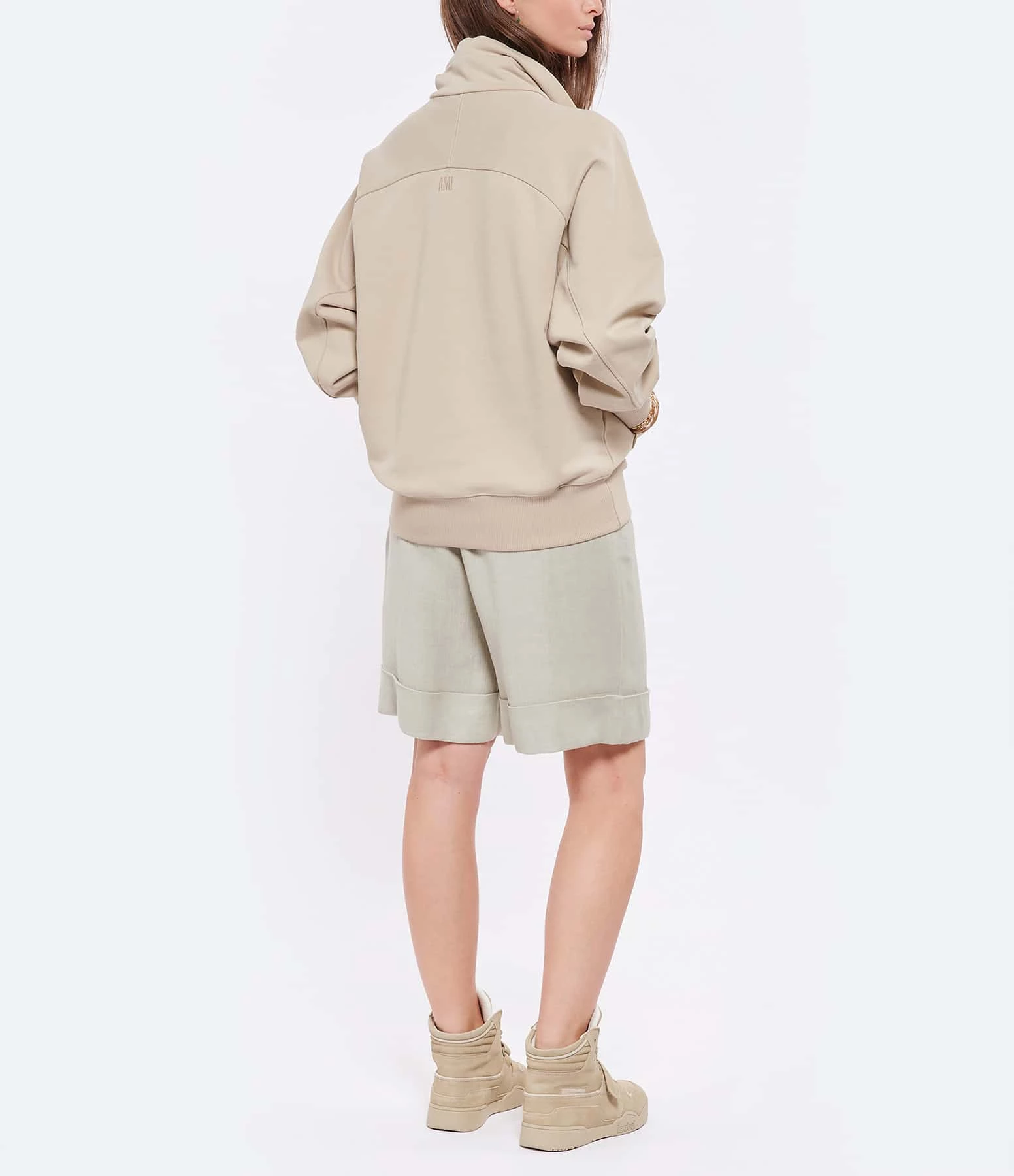AMI PARIS Sweatshirt Zippé Unisexe Ami De Cœur Coton Biologique Beige 6 AMI PARIS Sweatshirt Zippé Unisexe Ami De Cœur Coton Biologique Beige – Image 4