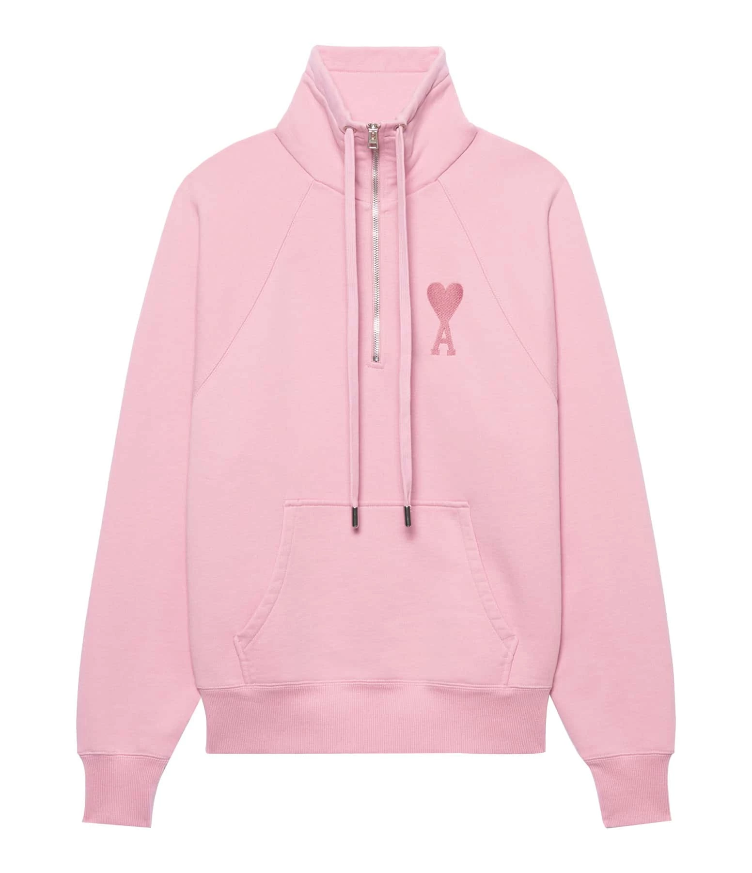 AMI PARIS Sweatshirt Zippé Unisexe Ami De Cœur Coton Biologique Rose Pâle 3 AMI PARIS Sweatshirt Zippé Unisexe Ami De Cœur Coton Biologique Rose Pâle