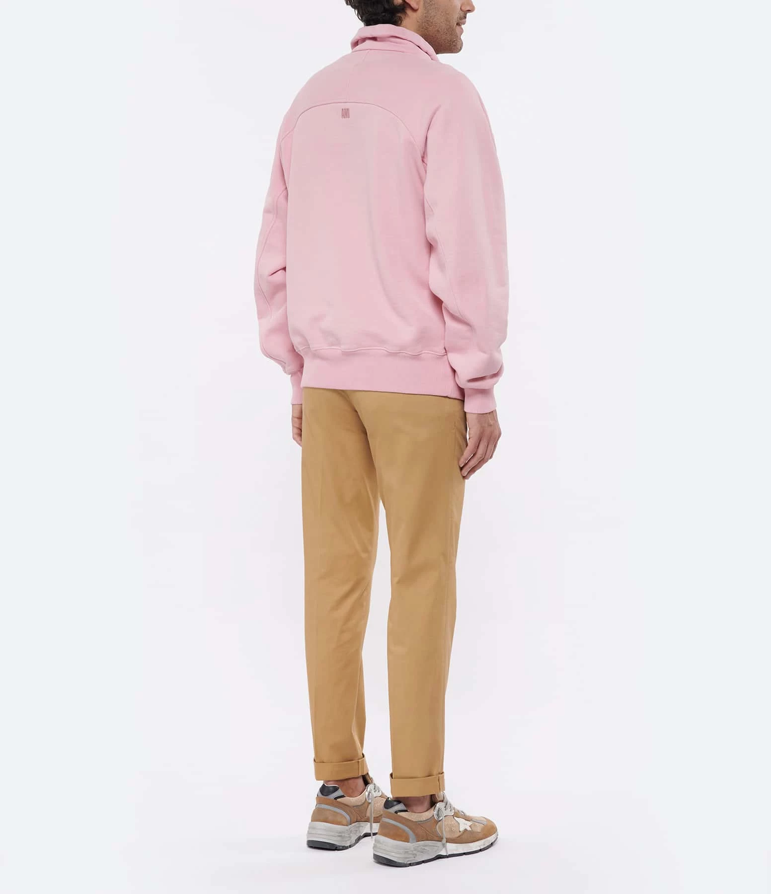 AMI PARIS Sweatshirt Zippé Unisexe Ami De Cœur Coton Biologique Rose Pâle 9 AMI PARIS Sweatshirt Zippé Unisexe Ami De Cœur Coton Biologique Rose Pâle – Image 7