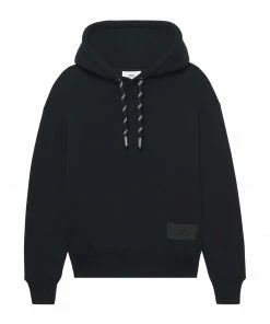 AMI PARIS Sweatshirt Hoodie Unisexe Ami De Cœur Satin Coton Biologique Noir