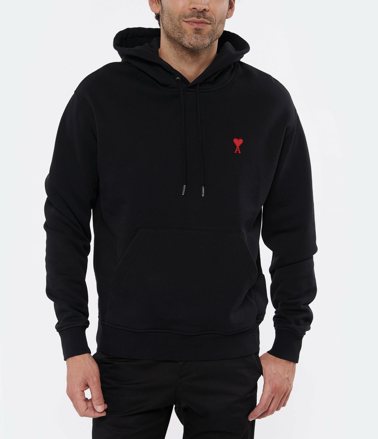AMI PARIS Sweatshirt Hoodie Unisexe Ami De Cœur Coton Biologique Noir 7 AMI PARIS Sweatshirt Hoodie Unisexe Ami De Cœur Coton Biologique Noir – Image 5