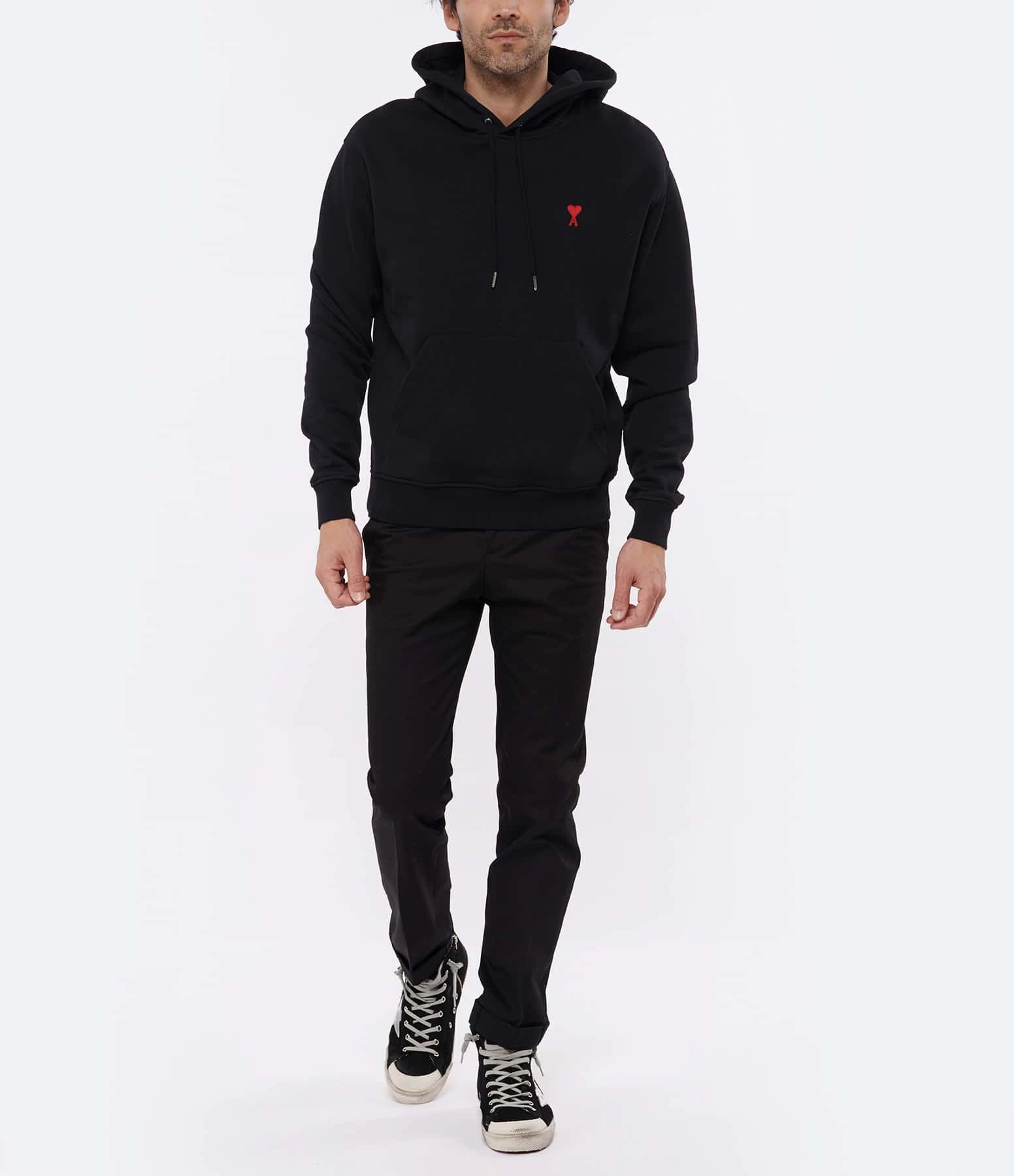 AMI PARIS Sweatshirt Hoodie Unisexe Ami De Cœur Coton Biologique Noir 8 AMI PARIS Sweatshirt Hoodie Unisexe Ami De Cœur Coton Biologique Noir – Image 6