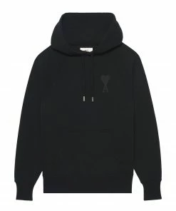 AMI PARIS Sweatshirt Hoodie Unisexe Ami De Cœur Coton Biologique Noir