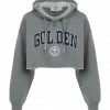 GOLDEN GOOSE Sweatshirt Crop Golden Coton Gris -Boutique MAJESTIC FILATURES unnamed file 1973