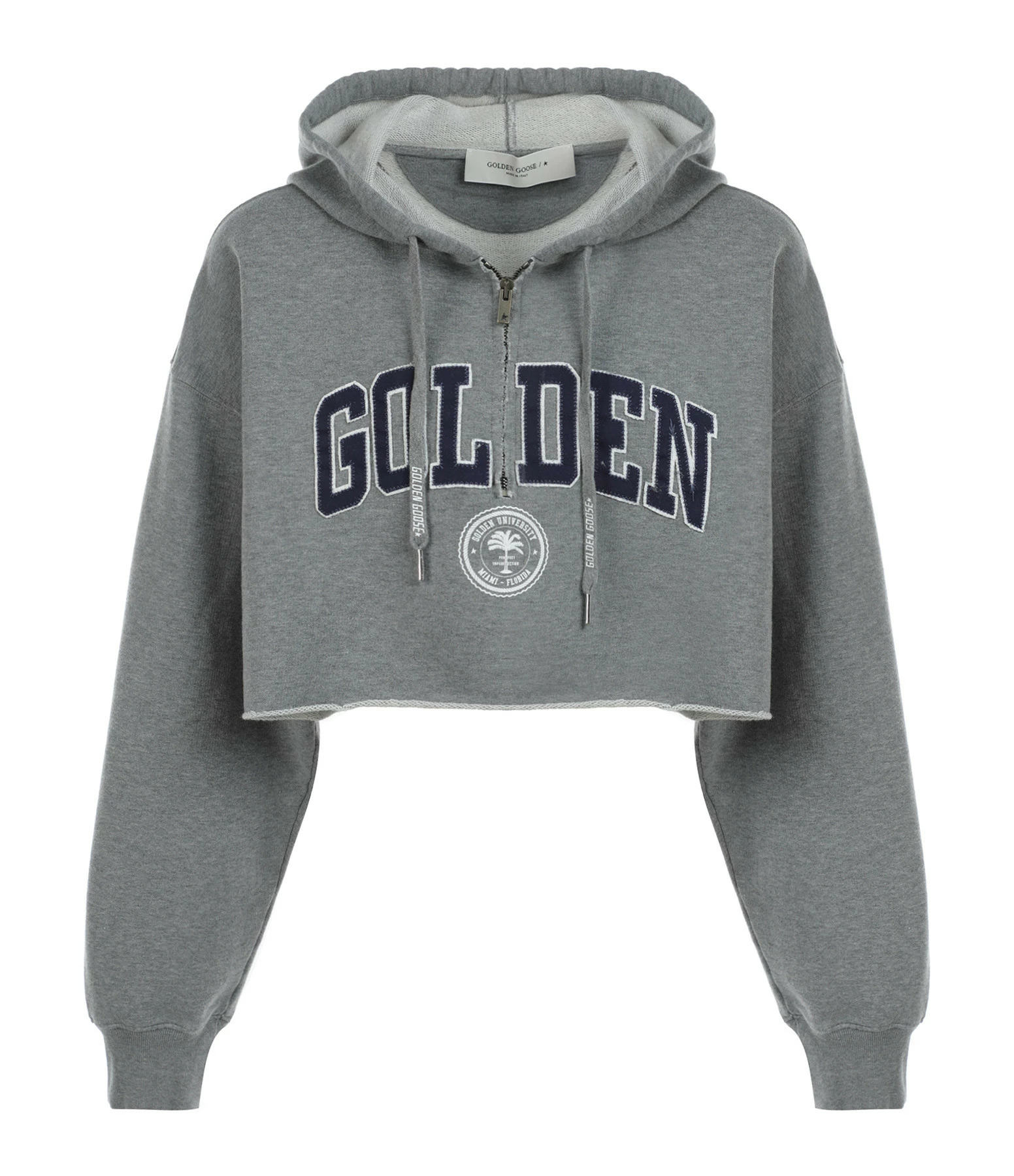 GOLDEN GOOSE Sweatshirt Crop Golden Coton Gris 3 GOLDEN GOOSE Sweatshirt Crop Golden Coton Gris