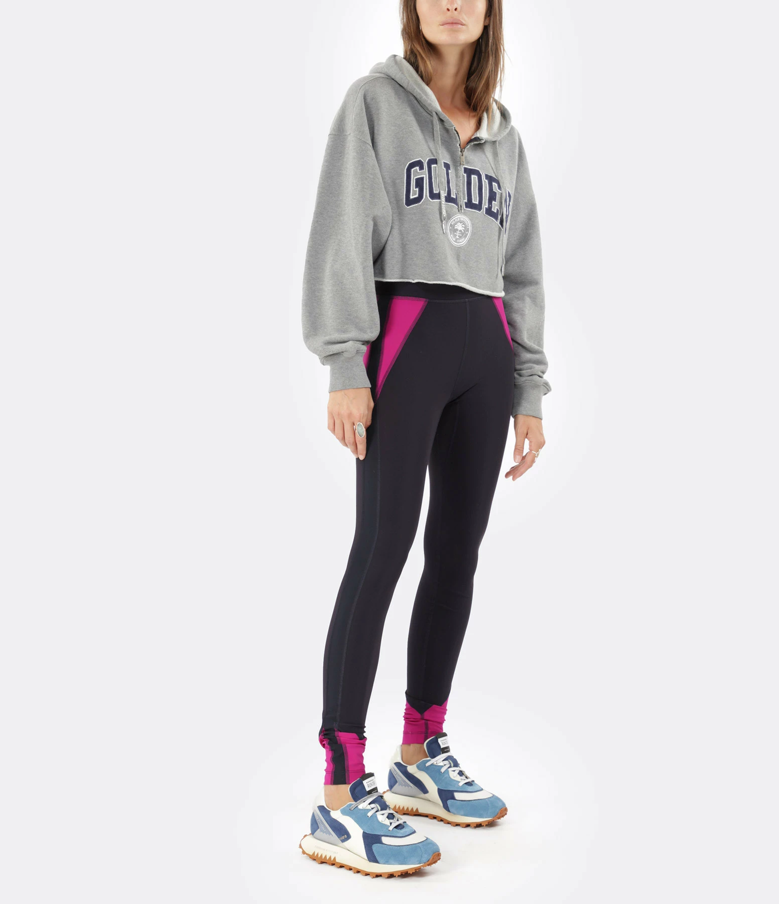 GOLDEN GOOSE Sweatshirt Crop Golden Coton Gris 8 GOLDEN GOOSE Sweatshirt Crop Golden Coton Gris – Image 6