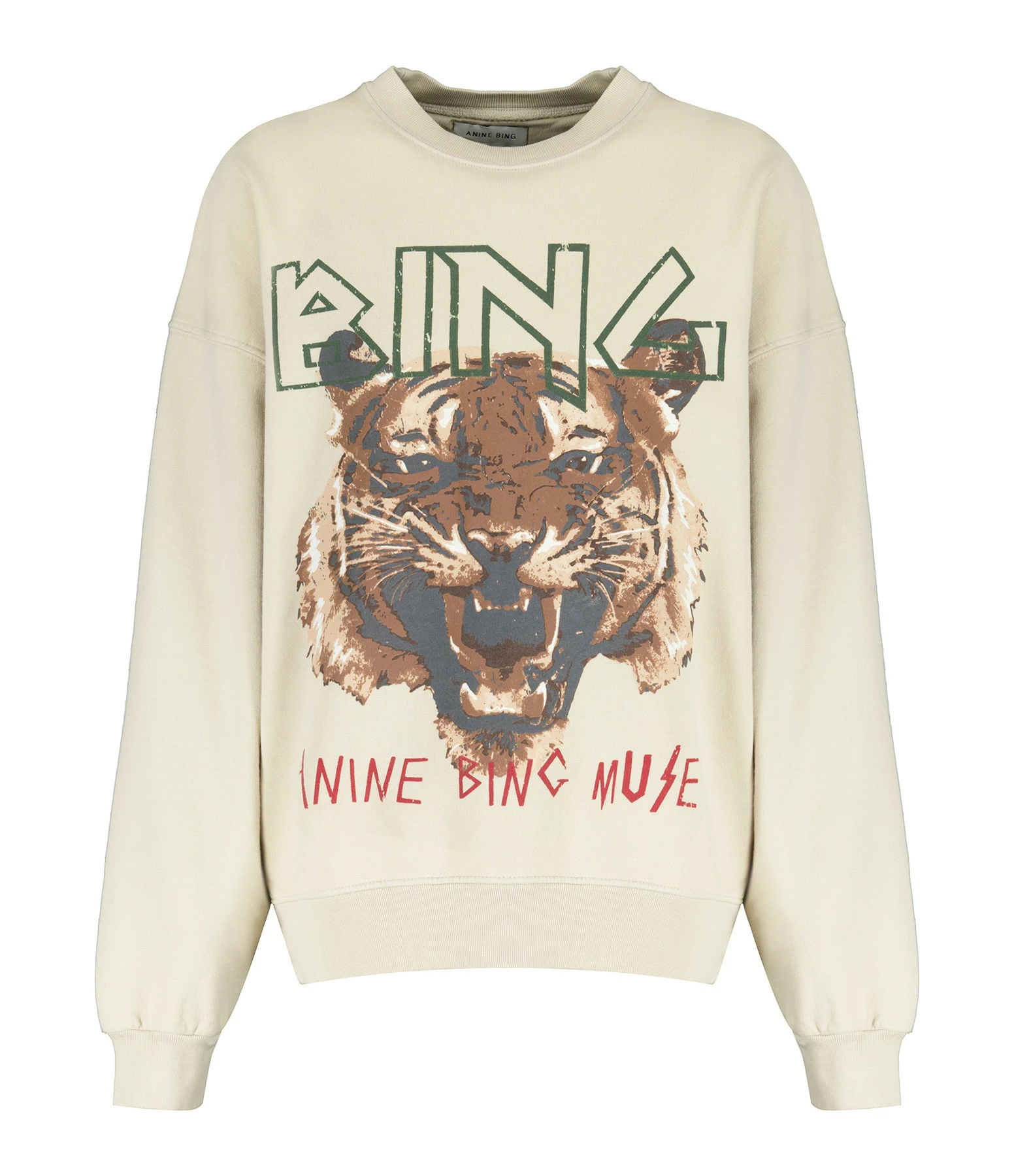 ANINE BING Sweatshirt Tiger Coton Organique Stone 3 ANINE BING Sweatshirt Tiger Coton Organique Stone