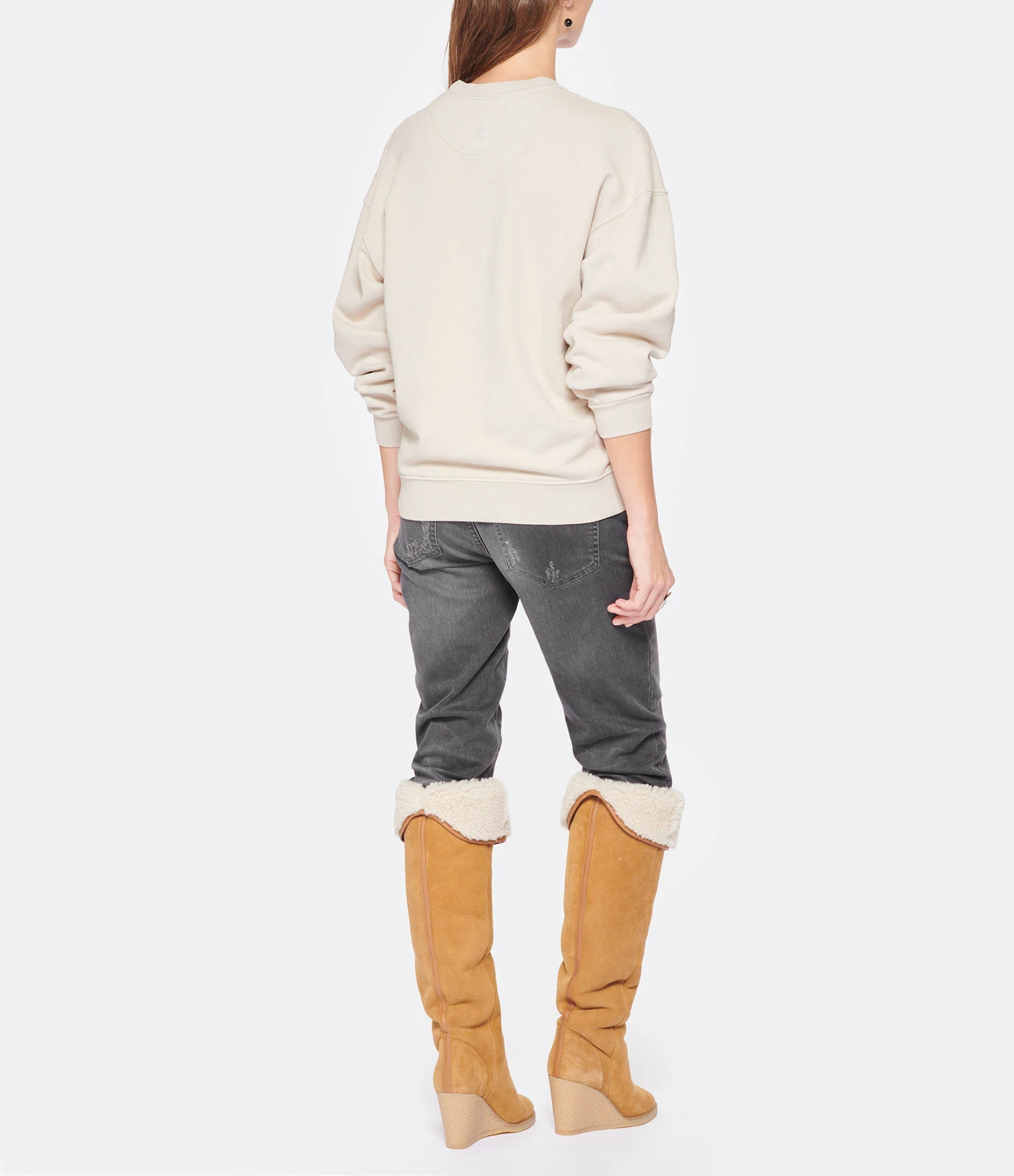 ANINE BING Sweatshirt Tiger Coton Organique Stone 7 ANINE BING Sweatshirt Tiger Coton Organique Stone – Image 5