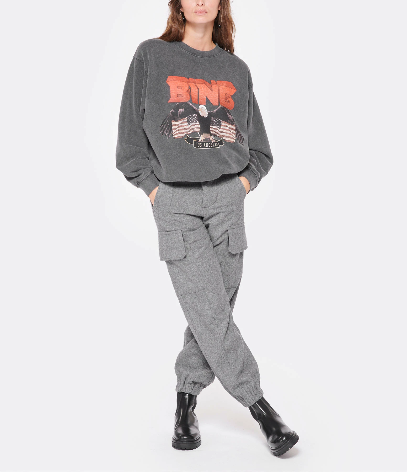 ANINE BING Sweatshirt Vintage Coton Noir 6 ANINE BING Sweatshirt Vintage Coton Noir – Image 4