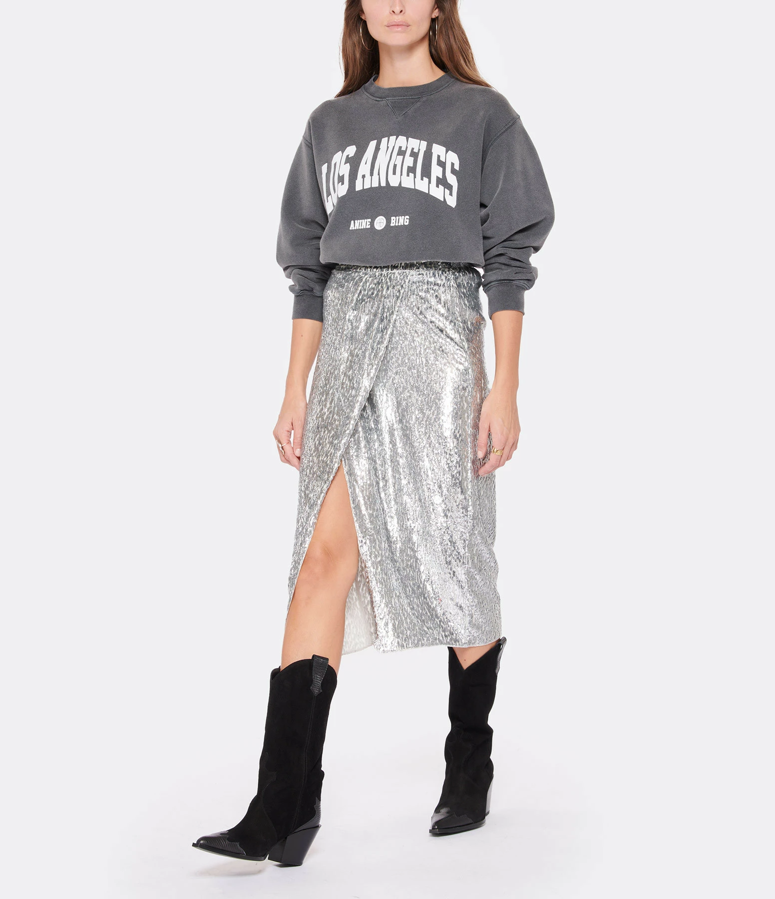 ANINE BING Sweatshirt Ramona LA Coton Organique Noir Délavé 8 ANINE BING Sweatshirt Ramona LA Coton Organique Noir Délavé – Image 6