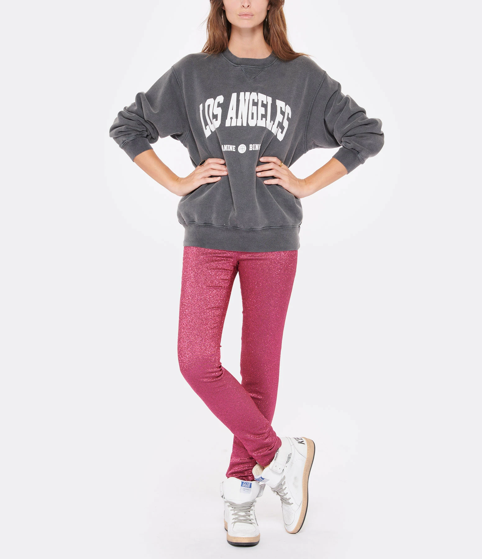 ANINE BING Sweatshirt Ramona LA Coton Organique Noir Délavé 9 ANINE BING Sweatshirt Ramona LA Coton Organique Noir Délavé – Image 7