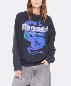 ANINE BING Sweatshirt Jaci Coton Organique Noir Délavé -Boutique MAJESTIC FILATURES unnamed file 2062
