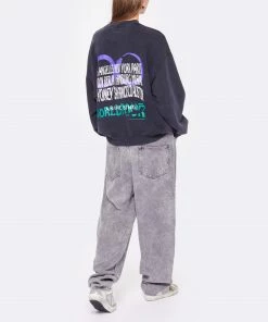 ANINE BING Sweatshirt Jaci Coton Organique Noir Délavé -Boutique MAJESTIC FILATURES unnamed file 2064