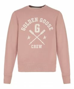 GOLDEN GOOSE Sweatshirt Crew Coton Vieux Rose