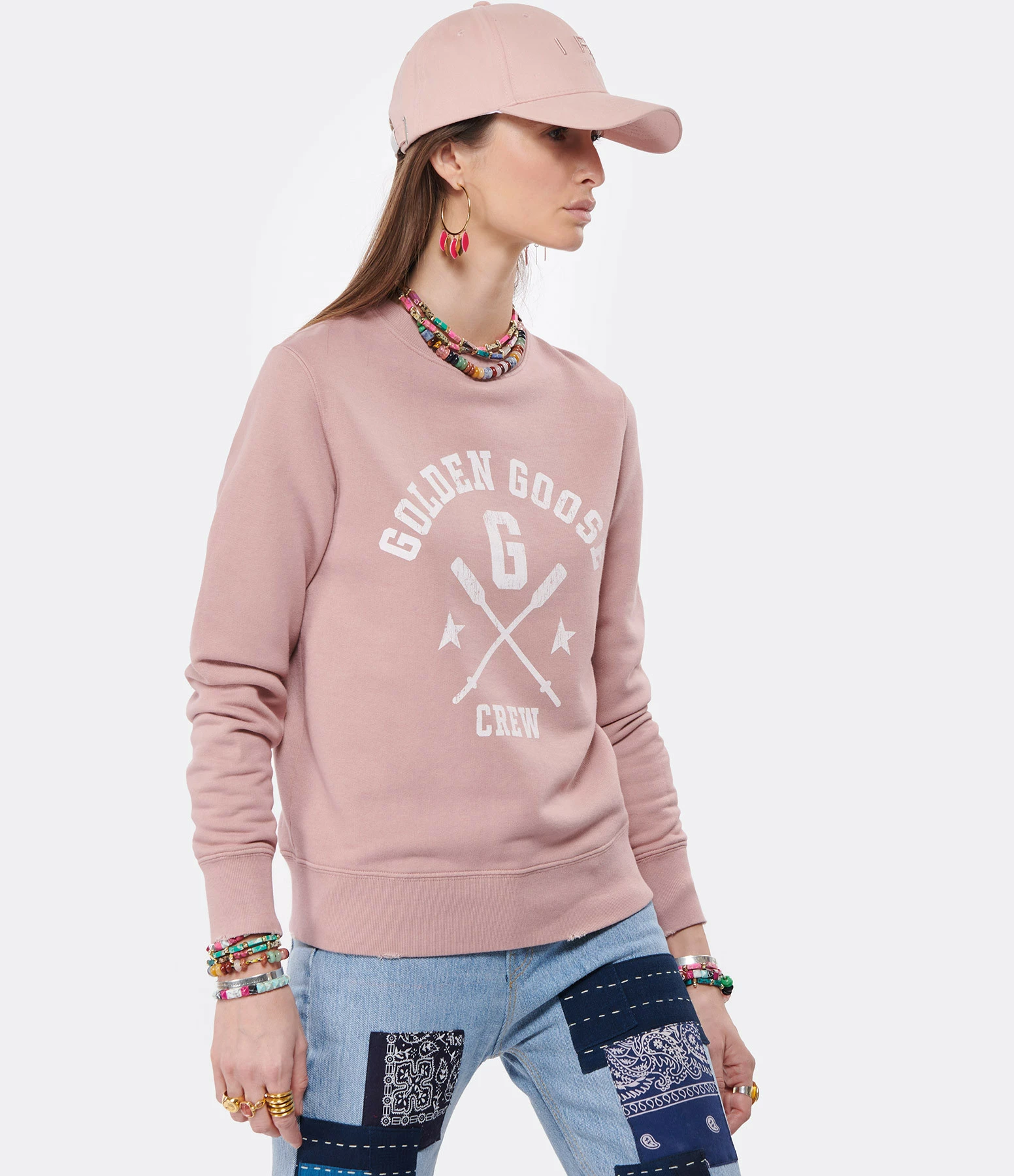 GOLDEN GOOSE Sweatshirt Crew Coton Vieux Rose 5 GOLDEN GOOSE Sweatshirt Crew Coton Vieux Rose – Image 3