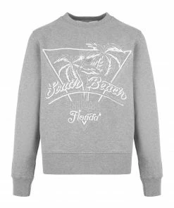 GOLDEN GOOSE Sweatshirt South Beach Miami Coton Gris