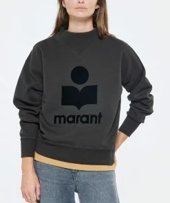 ISABEL MARANT ÉTOILE Sweatshirt Moby Coton Noir Délavé -Boutique MAJESTIC FILATURES unnamed file 2082