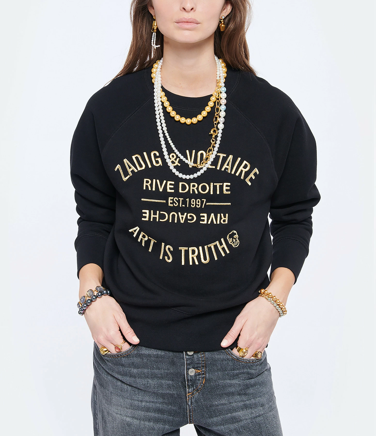 ZADIG & VOLTAIRE Sweatshirt Upper Blason Coton Noir 5 ZADIG & VOLTAIRE Sweatshirt Upper Blason Coton Noir – Image 3