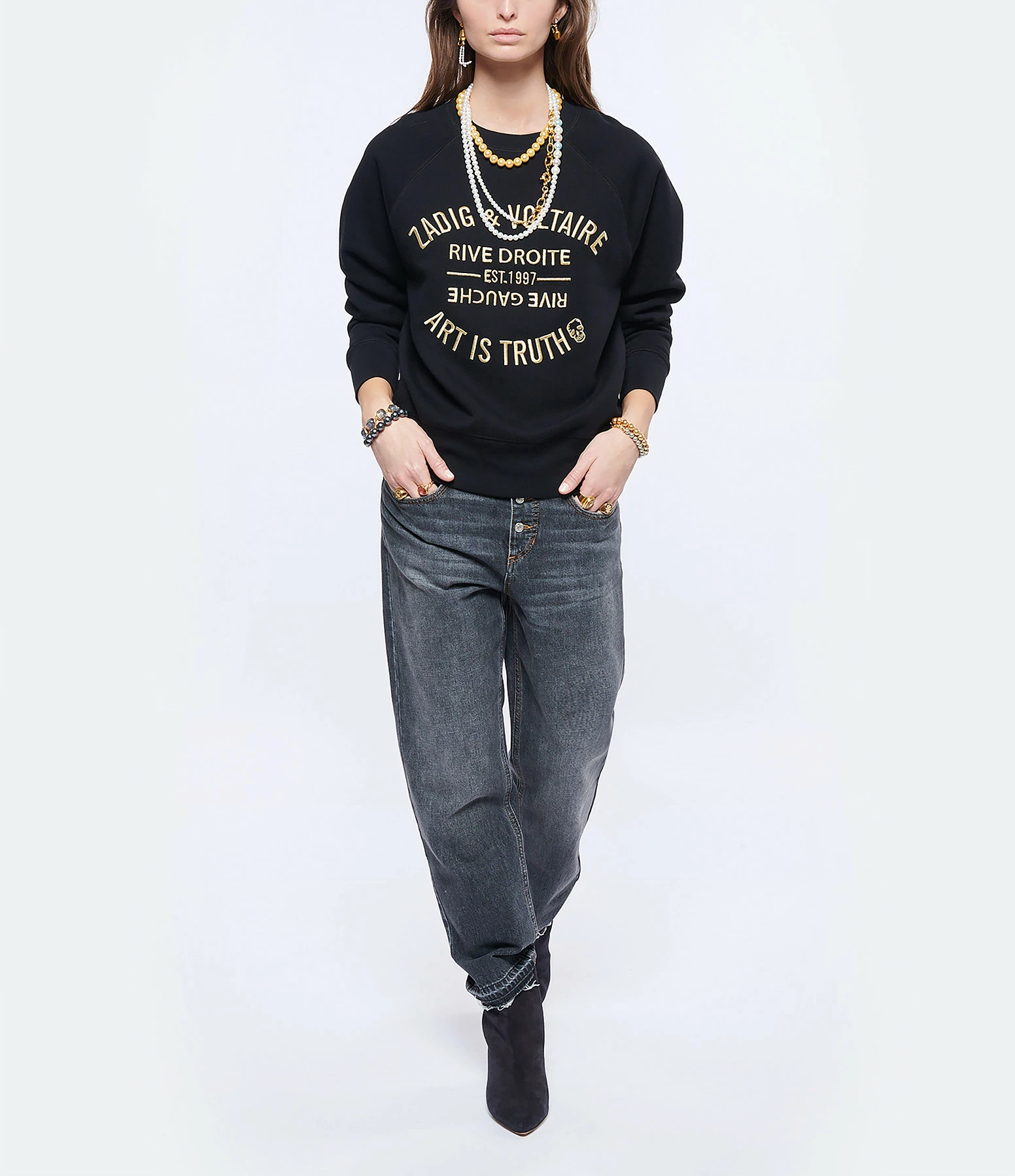ZADIG & VOLTAIRE Sweatshirt Upper Blason Coton Noir 6 ZADIG & VOLTAIRE Sweatshirt Upper Blason Coton Noir – Image 4