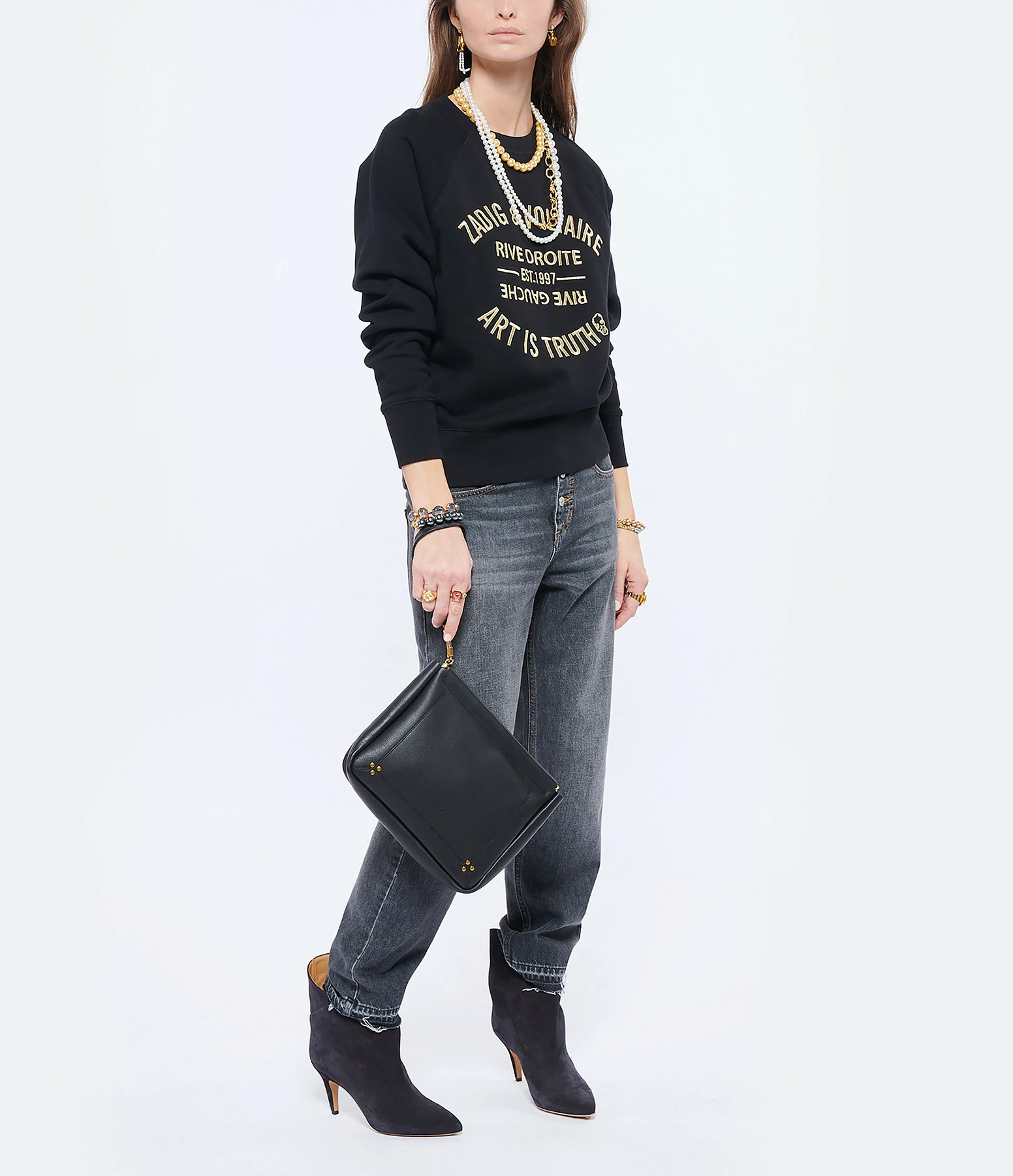 ZADIG & VOLTAIRE Sweatshirt Upper Blason Coton Noir 8 ZADIG & VOLTAIRE Sweatshirt Upper Blason Coton Noir – Image 6