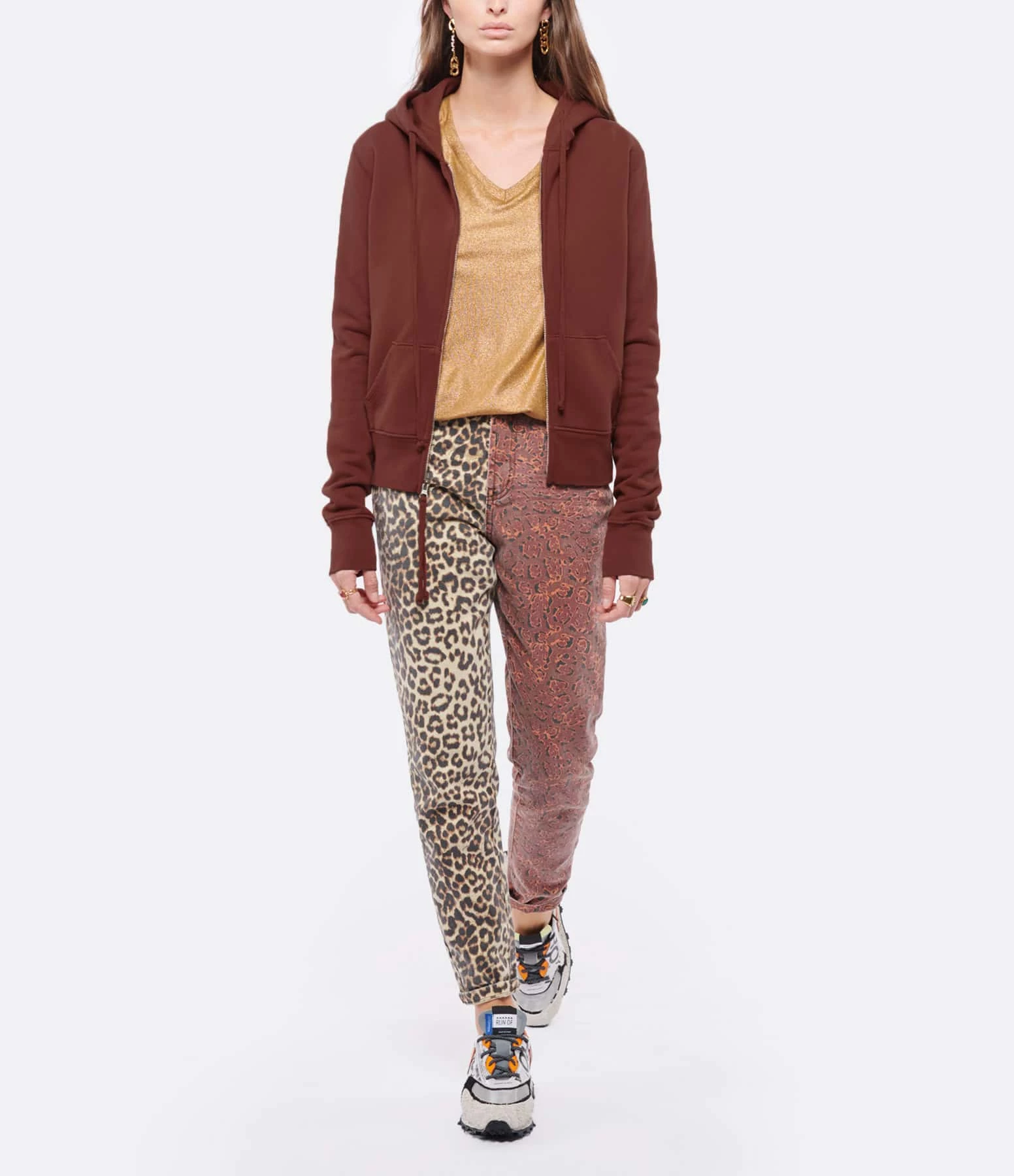 NILI LOTAN Sweatshirt Zippé Callie Coton Henné 6 NILI LOTAN Sweatshirt Zippé Callie Coton Henné – Image 4