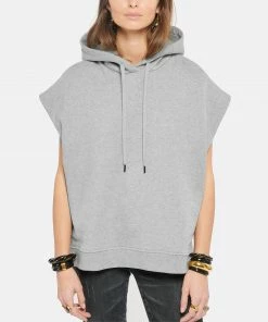 JEANNE VOULAND Sweatshirt Hoodie Sans Manches Gunt Gris Clair -Boutique MAJESTIC FILATURES unnamed file 2217