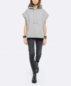 JEANNE VOULAND Sweatshirt Hoodie Sans Manches Gunt Gris Clair -Boutique MAJESTIC FILATURES unnamed file 2218