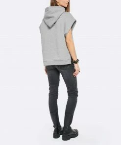 JEANNE VOULAND Sweatshirt Hoodie Sans Manches Gunt Gris Clair -Boutique MAJESTIC FILATURES unnamed file 2219