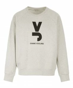 JEANNE VOULAND Sweatshirt Gais Logo JV Molleton Écru Chiné