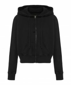 NILI LOTAN Sweatshirt Zippé Callie Coton Noir Délavé