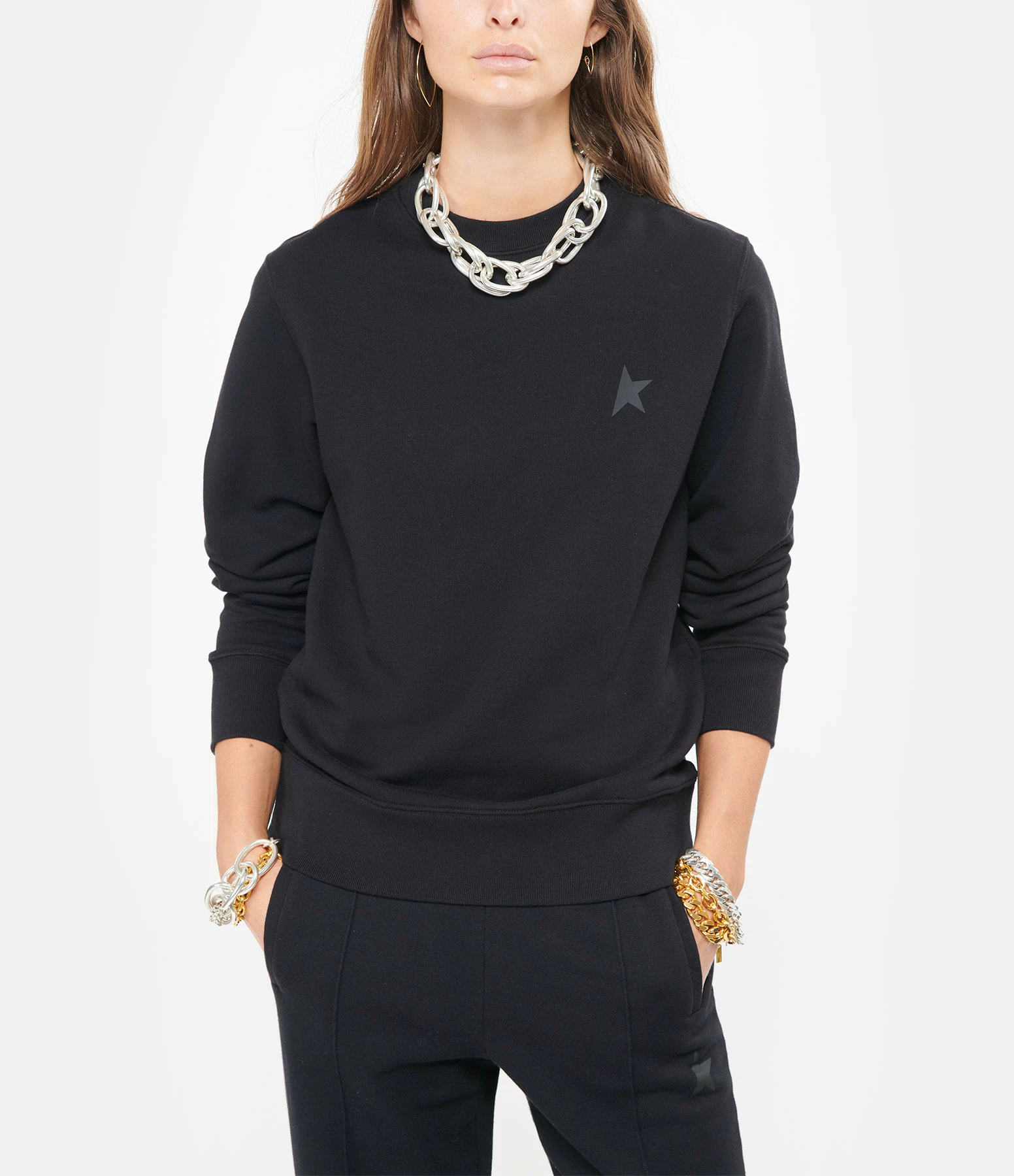GOLDEN GOOSE Sweatshirt Athena Coton Noir 5 GOLDEN GOOSE Sweatshirt Athena Coton Noir – Image 3