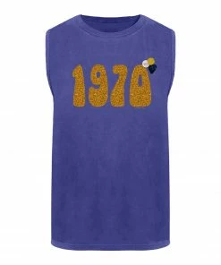 NEWTONE Débardeur Biker 1970 Coton Bleu