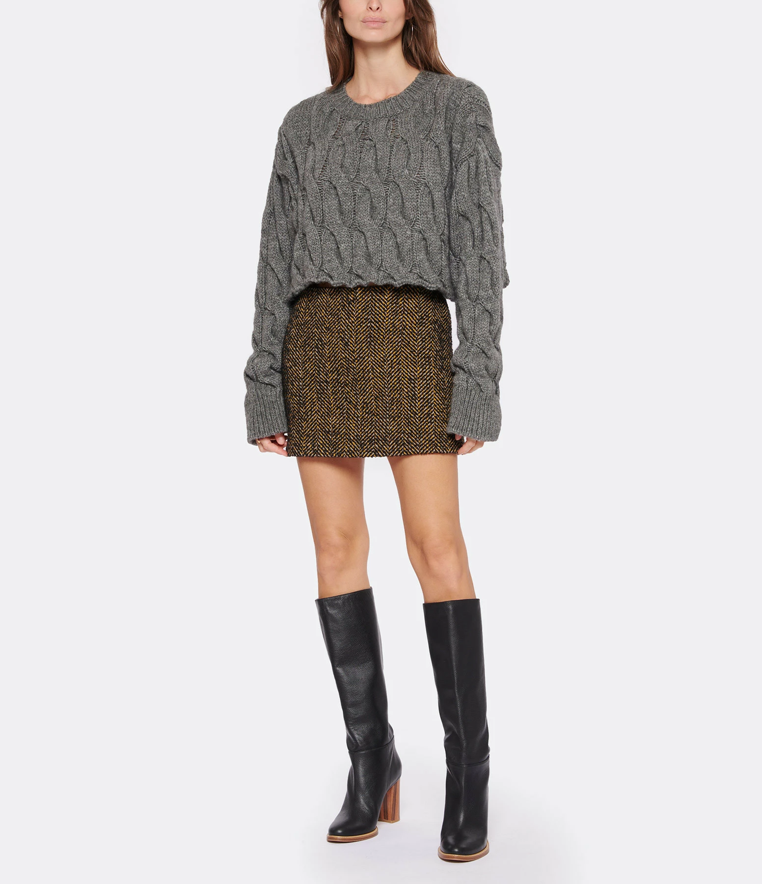 VANESSA BRUNO Jupe Tolmia Laine Noir Caramel 5 VANESSA BRUNO Jupe Tolmia Laine Noir Caramel – Image 3