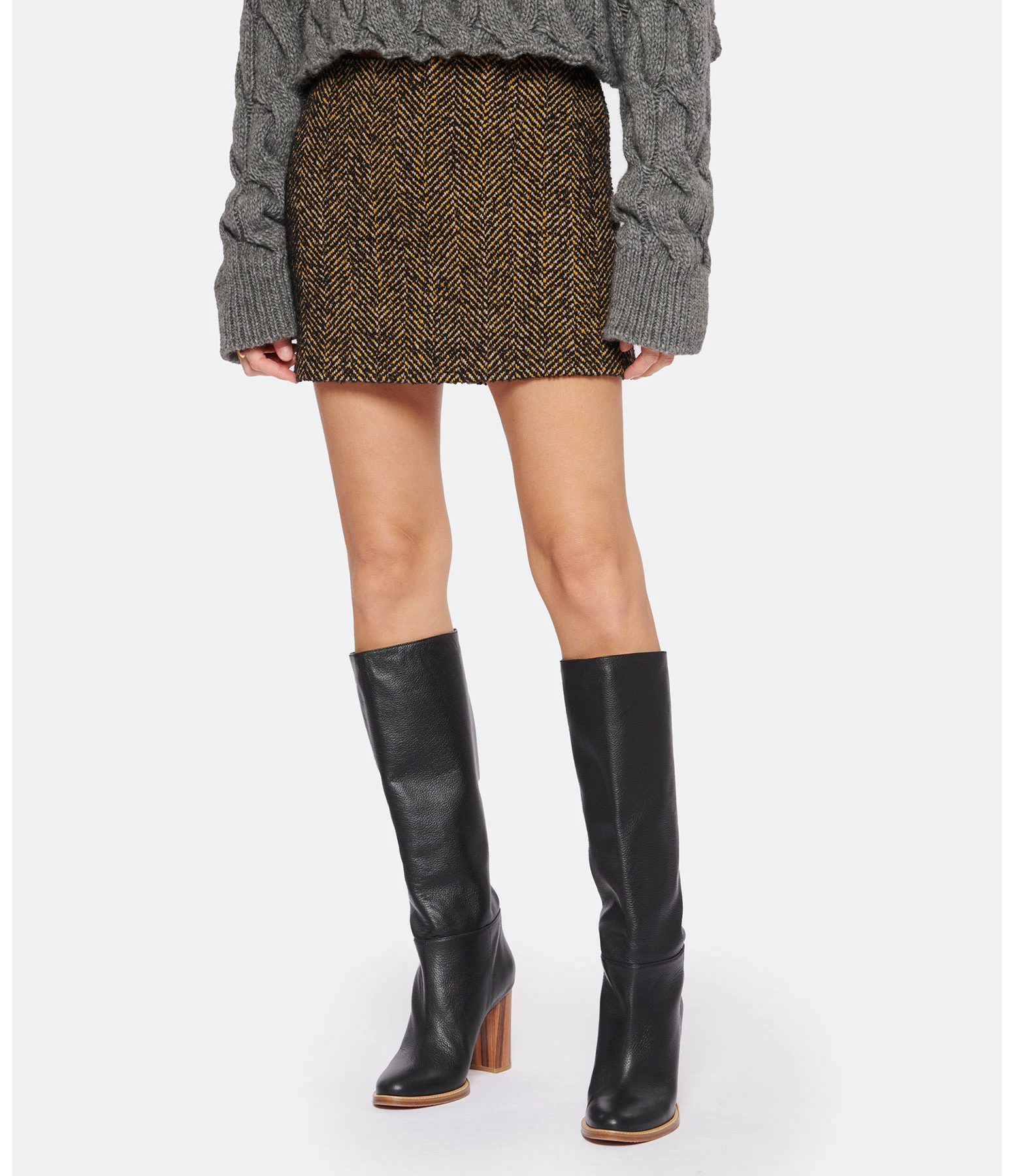 VANESSA BRUNO Jupe Tolmia Laine Noir Caramel 6 VANESSA BRUNO Jupe Tolmia Laine Noir Caramel – Image 4