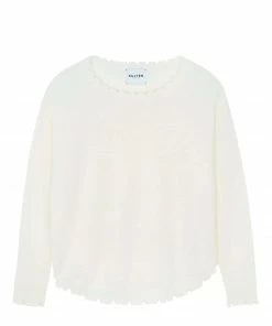 KUJTEN Pull Mela Col Rond Cachemire Blanc