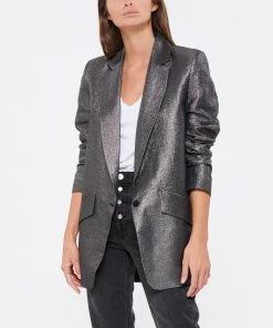 JEANNE VOULAND Veste Blazer Haivy Lin Lurex Noir Argenté -Boutique MAJESTIC FILATURES unnamed file 2451