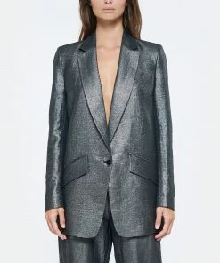 JEANNE VOULAND Veste Blazer Haivy Lin Lurex Noir Argenté -Boutique MAJESTIC FILATURES unnamed file 2452