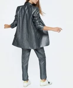 JEANNE VOULAND Veste Blazer Haivy Lin Lurex Noir Argenté -Boutique MAJESTIC FILATURES unnamed file 2453