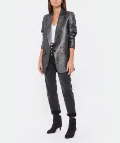 JEANNE VOULAND Veste Blazer Haivy Lin Lurex Noir Argenté -Boutique MAJESTIC FILATURES unnamed file 2456