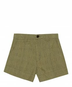 GANNI Short Slub Check Kaki