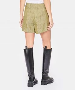 GANNI Short Slub Check Kaki -Boutique MAJESTIC FILATURES unnamed file 2470