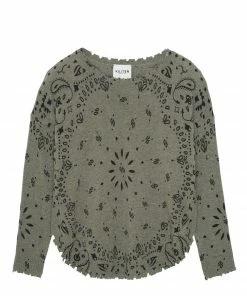 Boutique MAJESTIC FILATURES 4 KUJTEN Pull Mela Bandana Col Rond Cachemire Kaki Chiné