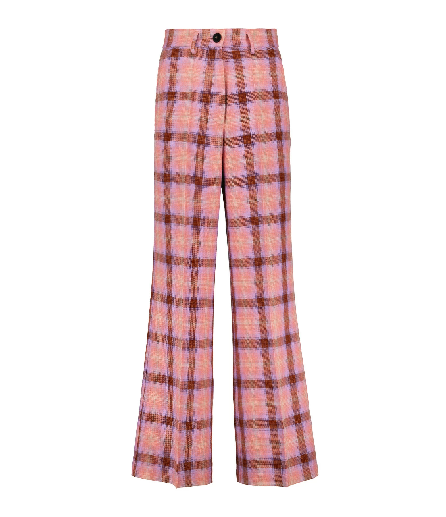 FORTE_FORTE Pantalon Tartan Laine Vierge Rose Wow 3 FORTE_FORTE Pantalon Tartan Laine Vierge Rose Wow