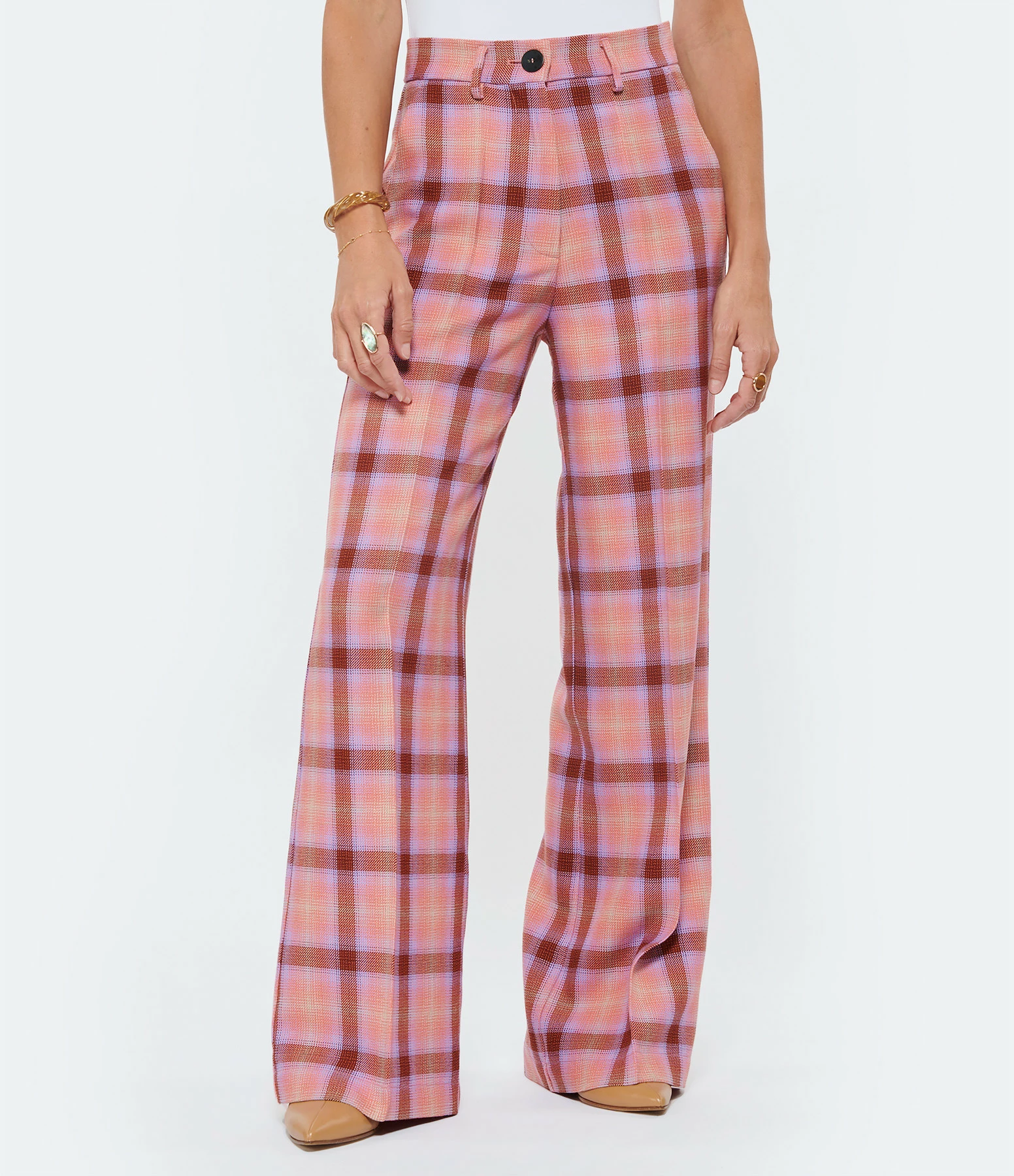 FORTE_FORTE Pantalon Tartan Laine Vierge Rose Wow 6 FORTE_FORTE Pantalon Tartan Laine Vierge Rose Wow – Image 4