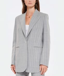 OUD Veste Blazer Sonia Laine Rayures Gris -Boutique MAJESTIC FILATURES unnamed file 2601